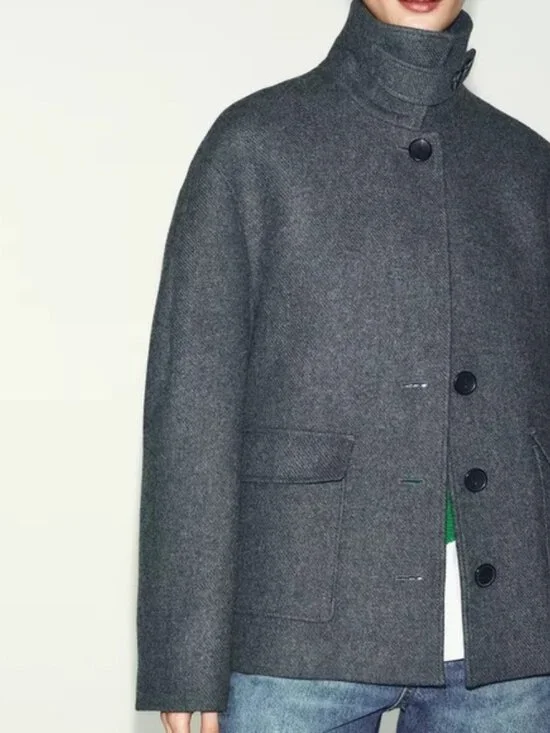 NWT ZARA WOOL BLEND COAT WITH HIGH NECK 2070 - Picture 4 of 8